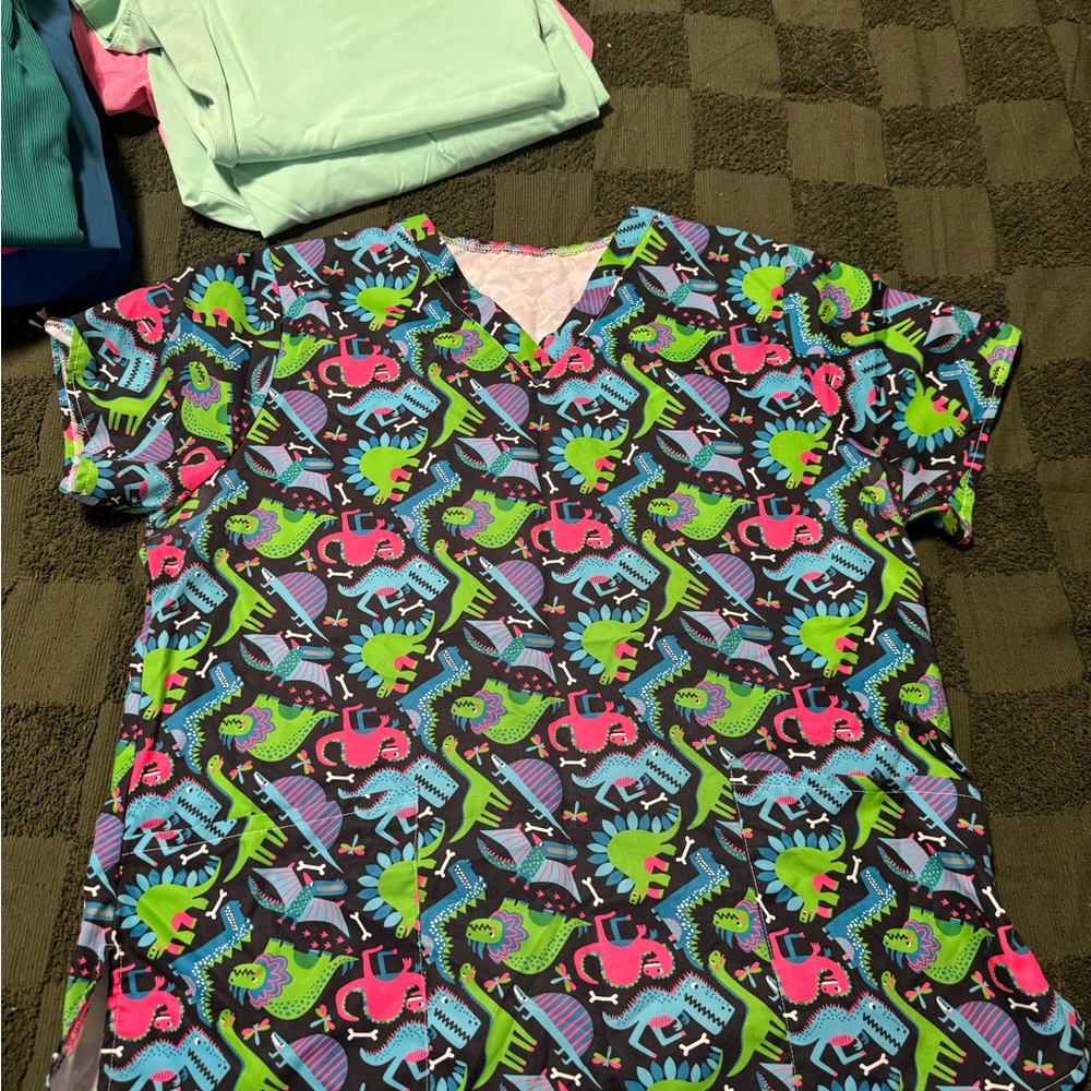 Dinosaur Print scrub top